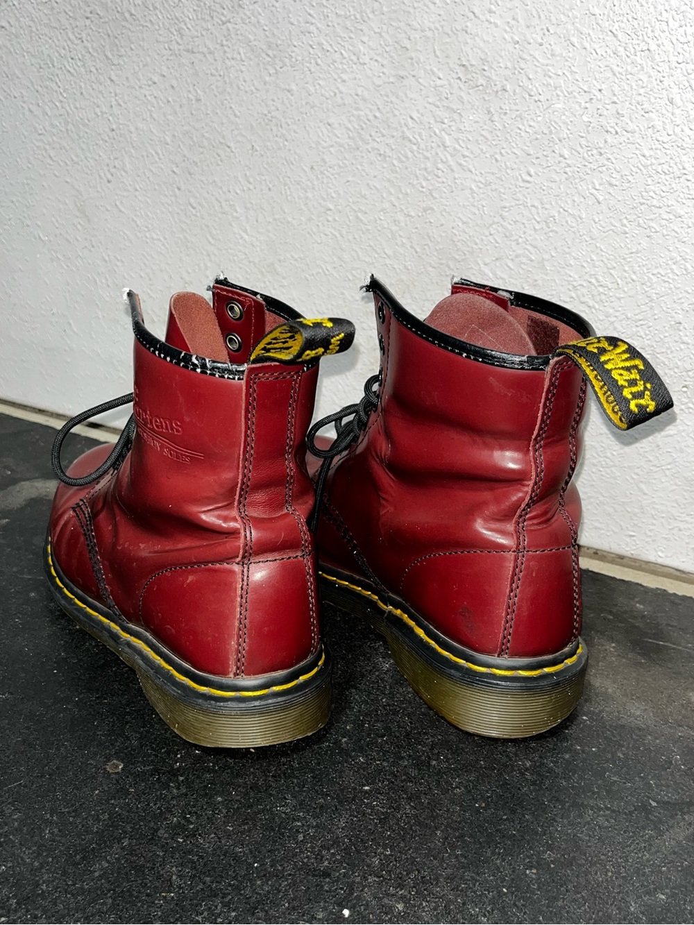 Dr. Martens Red Oxblood Burgundy 8-Eye Lace-Up Combat Boots - Picture 3 of 7